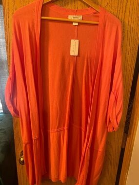 CJ Banks Coral Open-Front Cardigan